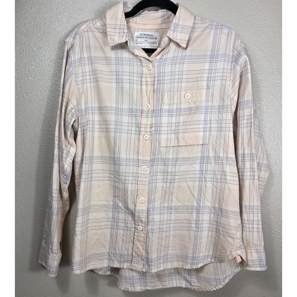 REI Cooperative Plaid Button Down Shirt Women's Small 100% Cotton Outdoor Hiking